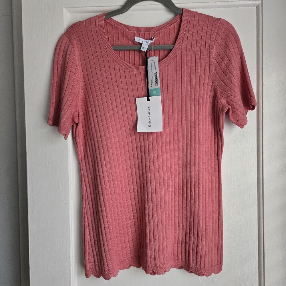 41 Hawthorn Kelsey Scallop Rib Short Sleeve Sweater